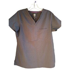 Healing Hands Purple Label Women's Scrub Top S Gray Nurses Medical Uniform
